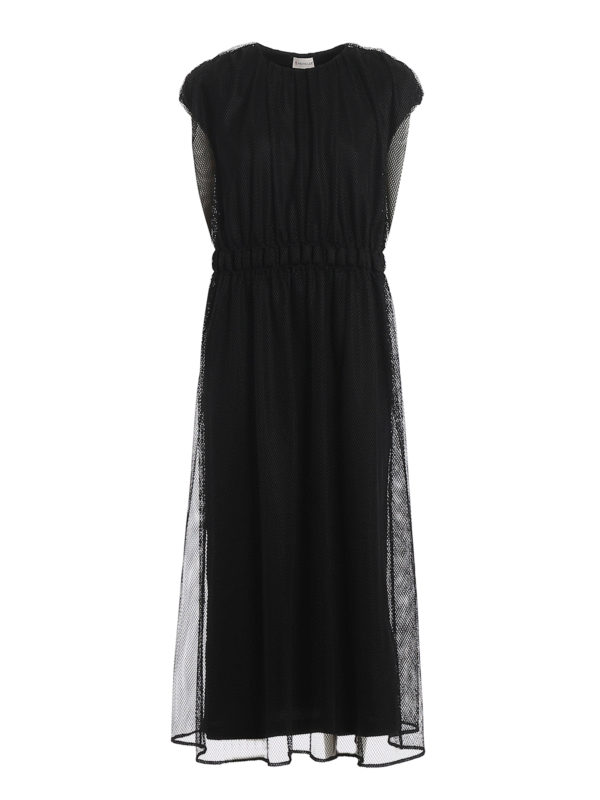 MONCLER: knee length dresses - Tech mesh belted dress