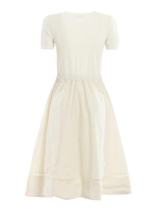 MONCLER: knee length dresses online - Double fabric dress with drawstring