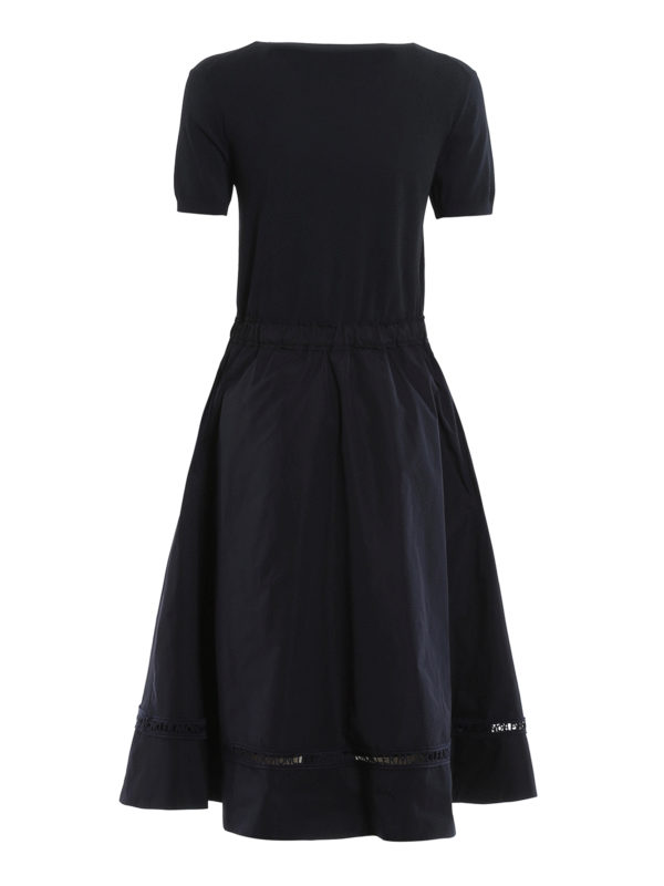 MONCLER: knee length dresses online - Double fabric dress with drawstring