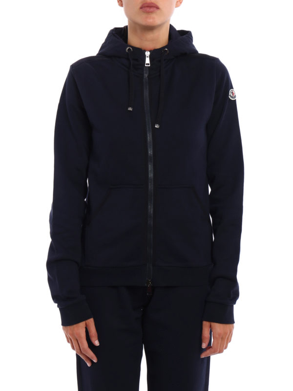 zip gros grain trim hoodie 