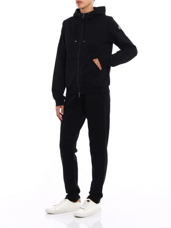 zip gros grain trim hoodie 