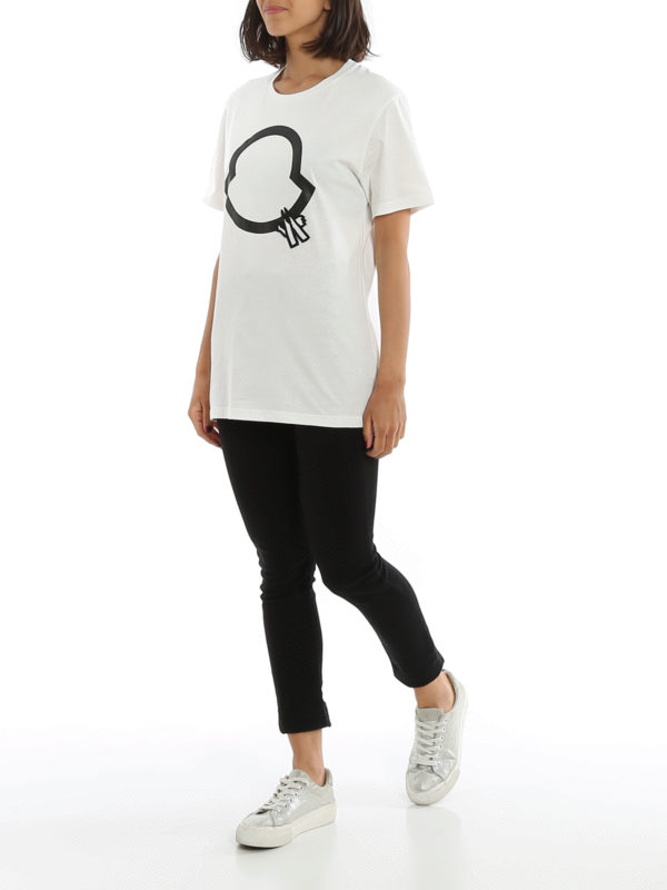 MONCLER: t-shirts online - Beaded logo cotton T-shirt