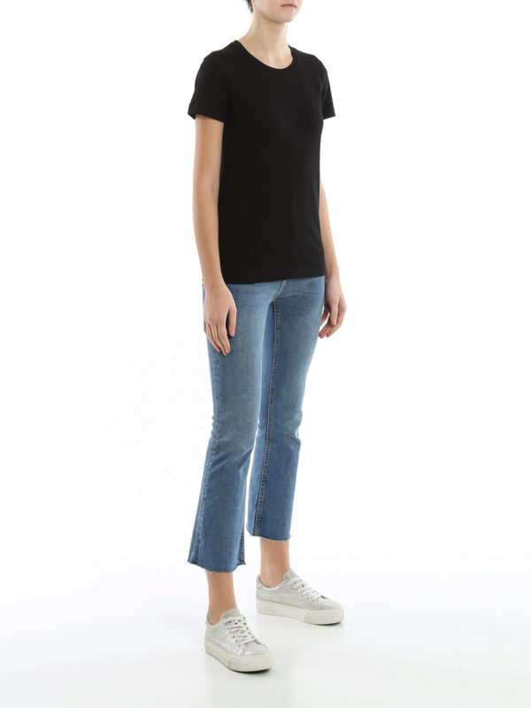 MONCLER: t-shirts online - Cotton Tee with logo patch at sleeve