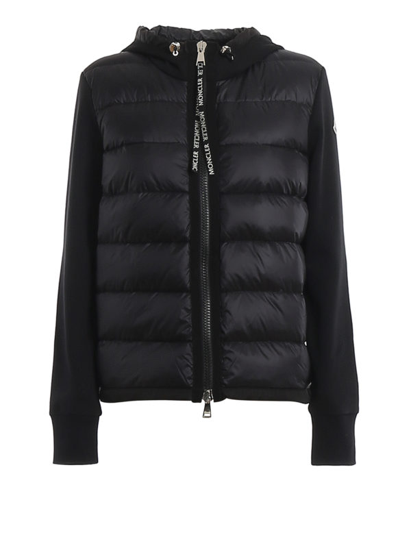 MONCLER: padded jackets - Padded front stretch cotton hooded jacket