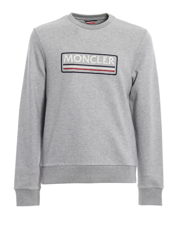 Sweatshirts & Sweaters Moncler - Grey logo lettering sweatshirt ...