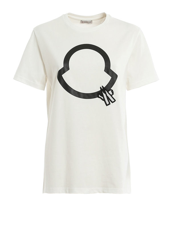 MONCLER: t-shirts - Beaded logo cotton T-shirt