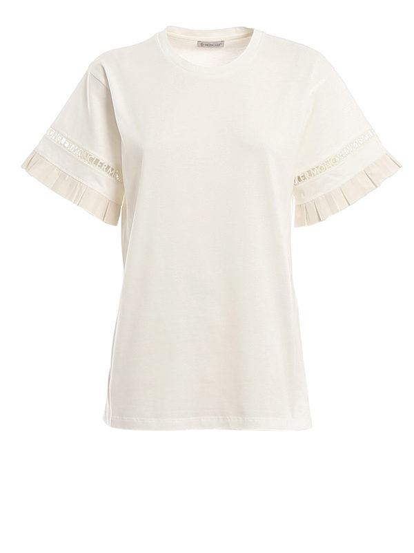 MONCLER: t-shirts - Cut-out logo lettering detailed T-shirt
