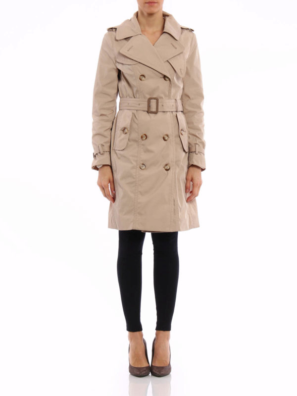 Moncler Trench Coat In Natural Lyst Gallery