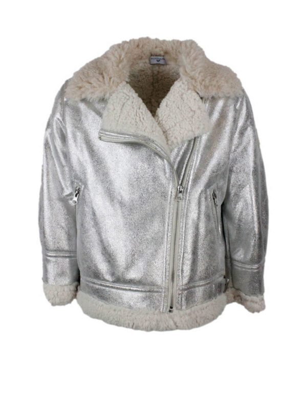 silver shearling jacket