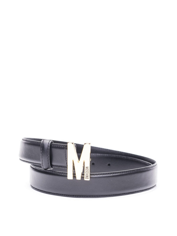 MOSCHINO: belts - M buckle calfskin belt
