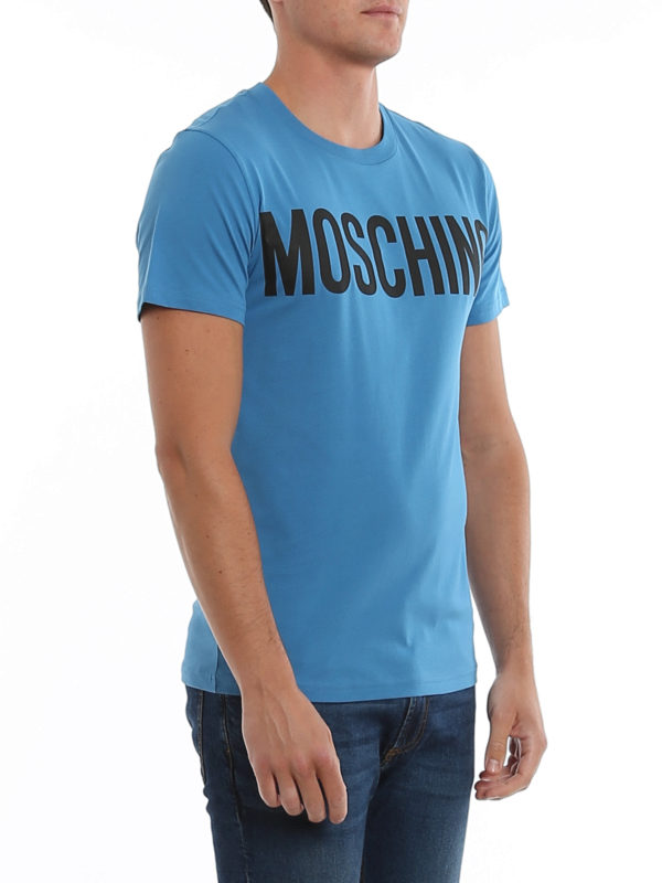T-shirts Moschino - Blue cotton logo T-shirt - 70520401319 |