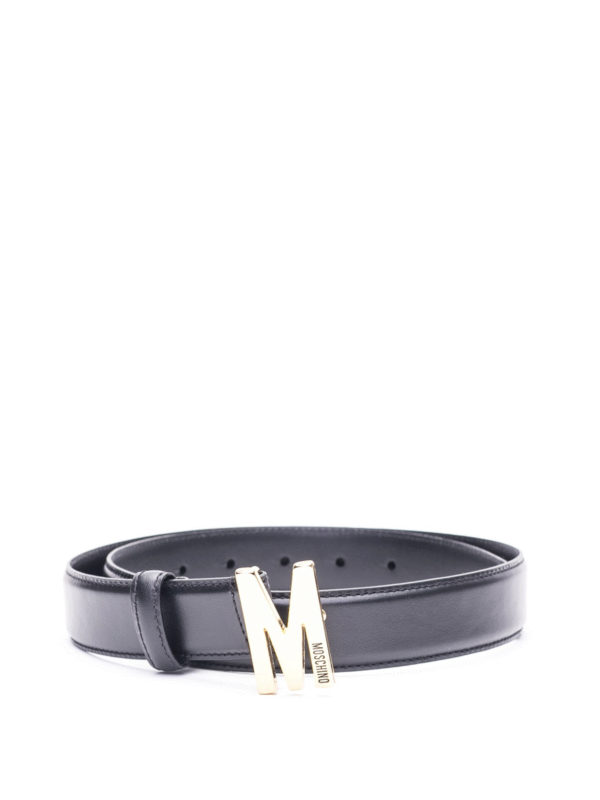 MOSCHINO: belts online - M buckle calfskin belt