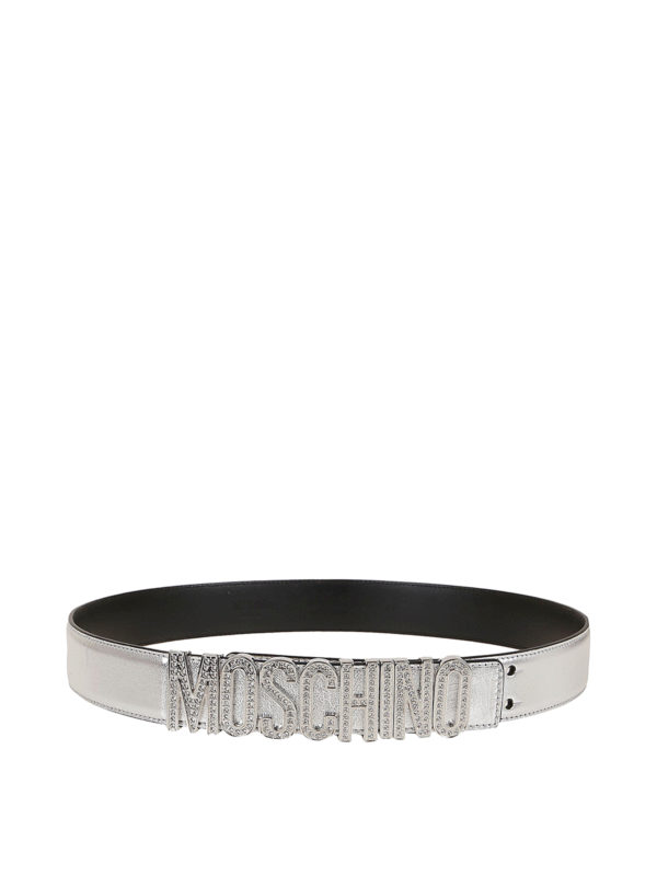 Moschino - Rhinestone logo silver belt - belts - 804780110600 | iKRIX.com