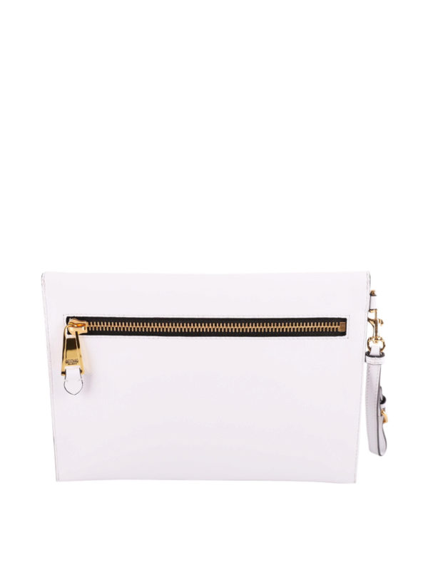 white leather envelope clutch