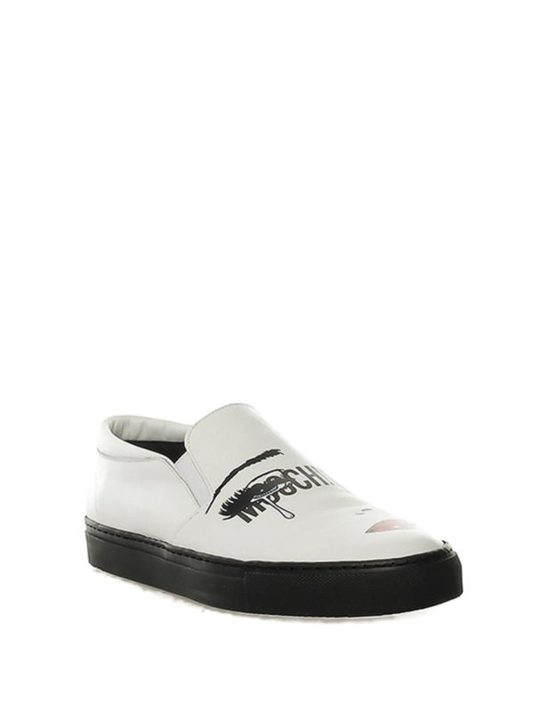 Moschino - Face print leather slip-ons 