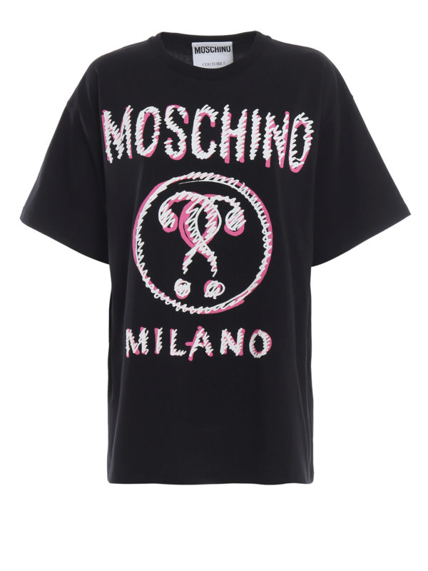 T-shirts Moschino - Milano print black cotton T-shirt - DA070204402555