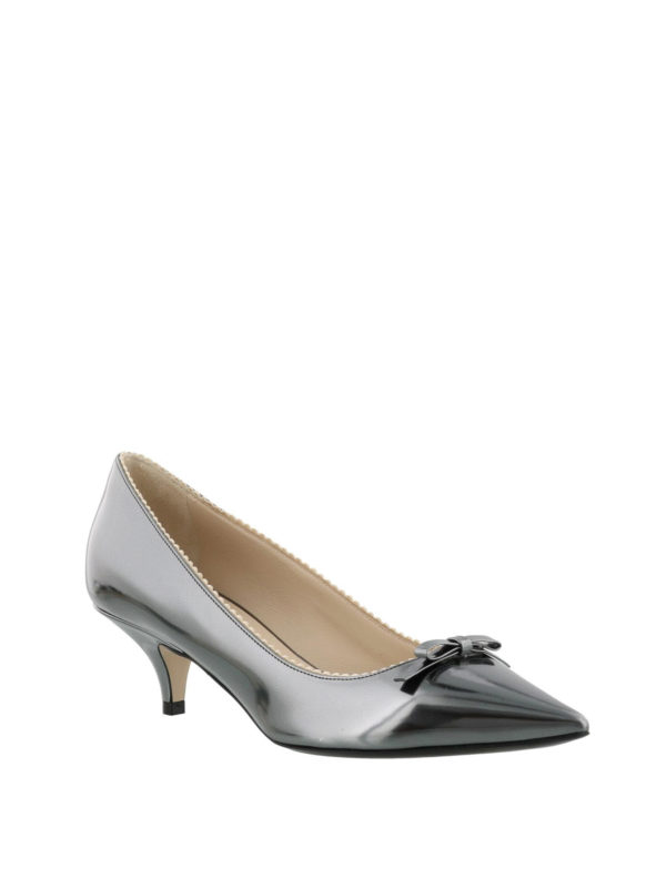 Gunmetal kitten heel mirror pumps 