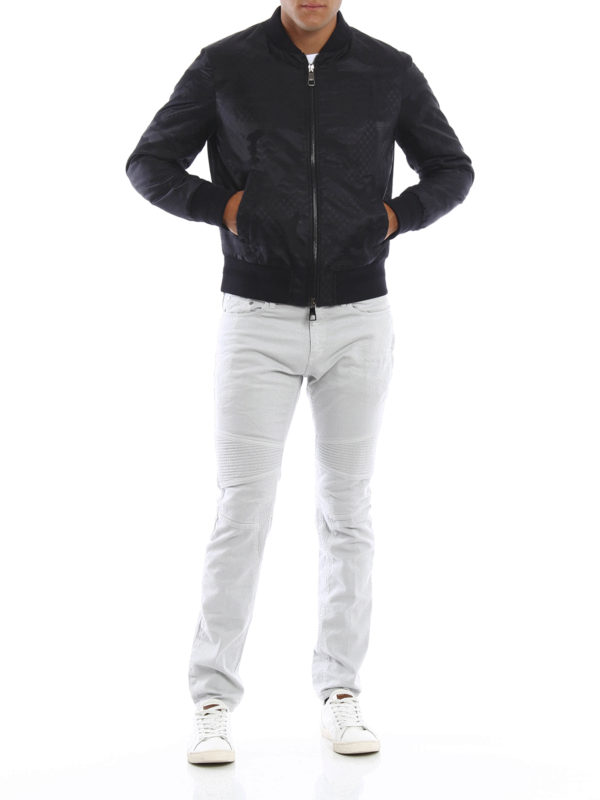 logo embossed bomber jacket