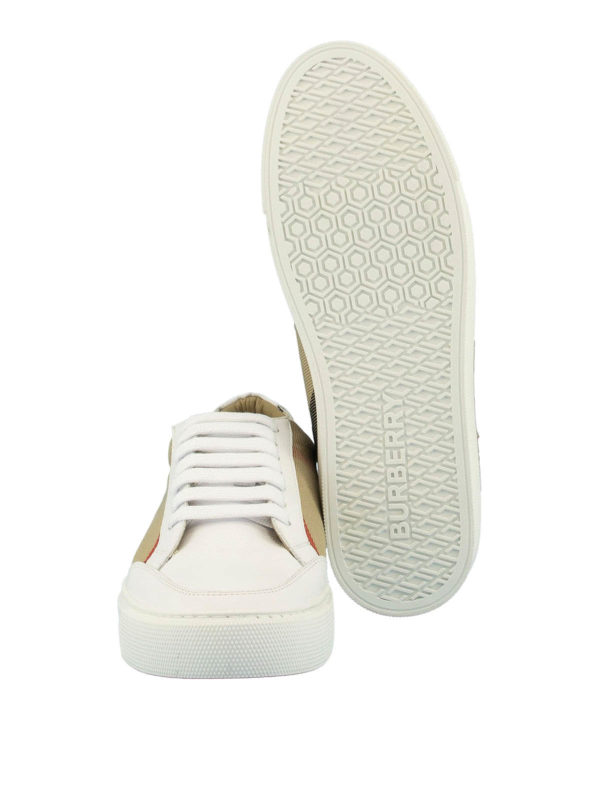 burberry salmond leather and cotton sneakers