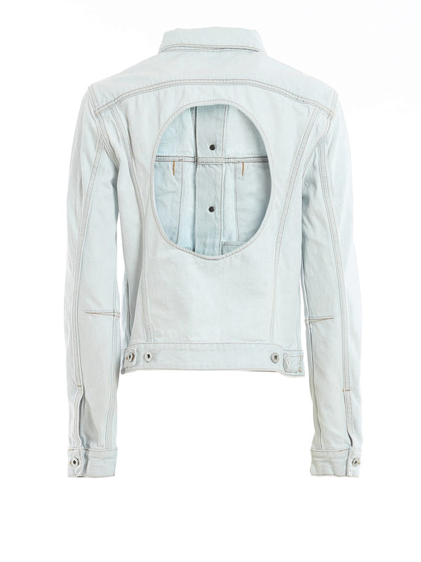OFF-WHITE: denim jacket online - Open back denim jacket