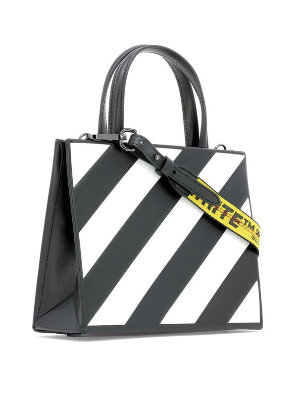 Off-White - Mini leather tote with logoed shoulder strap - totes bags - OWNA059E187790711001
