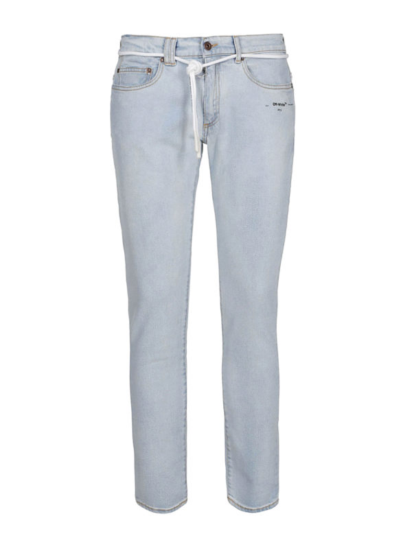 off white stretch jeans