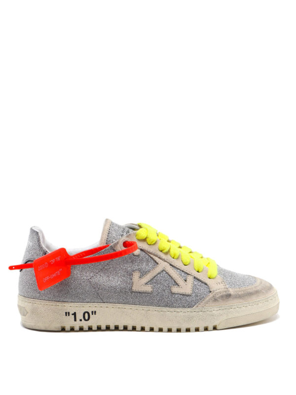 off white silver glitter sneakers