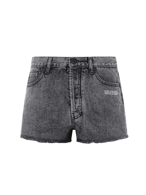 off white black denim shorts