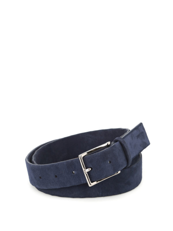 Camoscio dark blue suede belt 