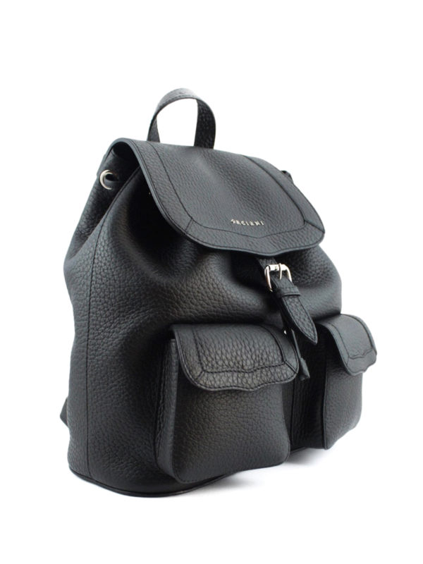 leather flap backpack