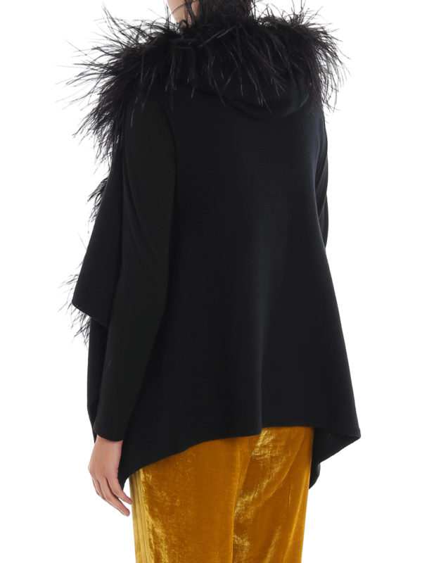 Ostrich feather trimmed wool blend vest shop online: FABIANA FILIPPI