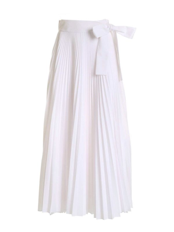 Long skirts P.A.R.O.S.H. - Pleated wrap skirt in white - POPED620395001