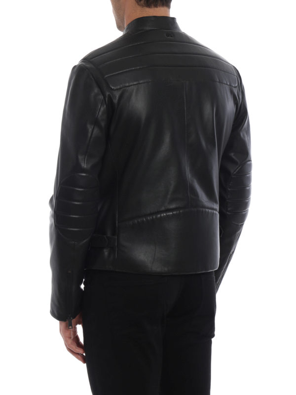 padded shoulder leather jacket