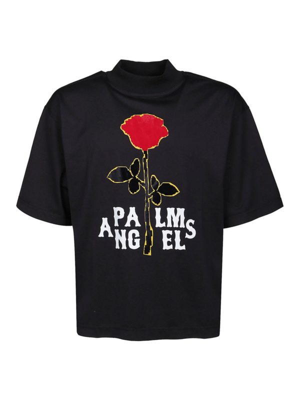 palm angels black and red t shirt