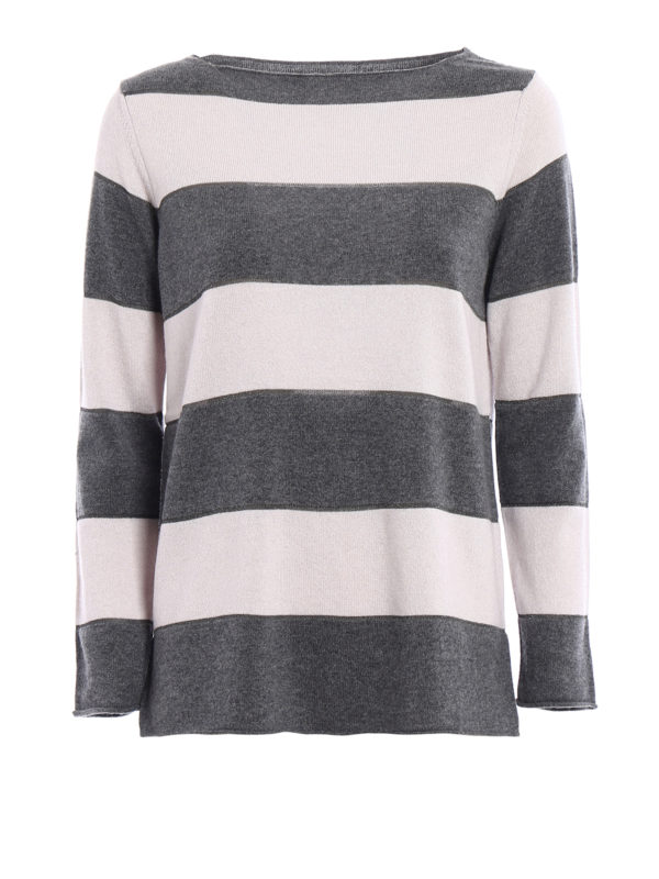 Boat necks Paolo Fiorillo - Striped wool silk cashmere sweater - 45401361