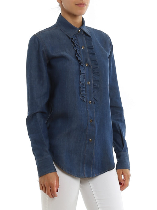 Paolo Fiorillo buy online Ruched denim shirt