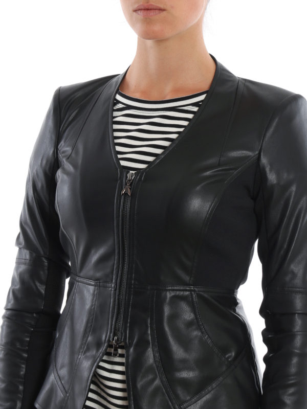 fitted faux leather jacket