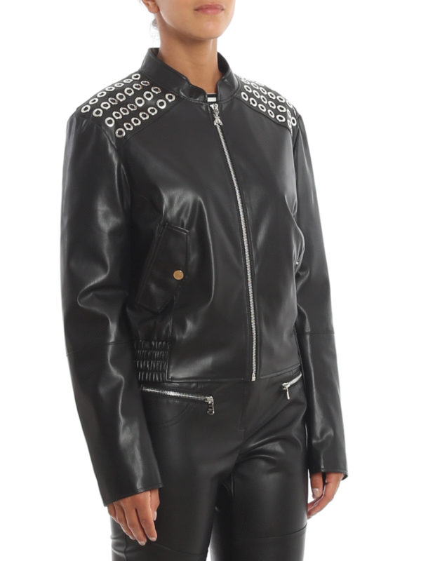 faux leather studded jacket