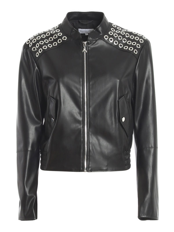 Leather jacket Patrizia Pepe - Studded faux leather jacket - 8L0379A1DZK103