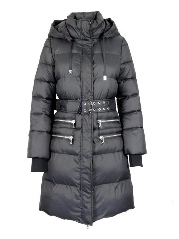 black knee length puffer coat