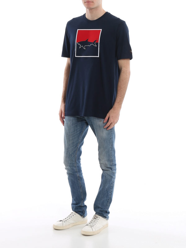 PAUL & SHARK: t-shirts online - Shark logo embroidery jersey T-shirt