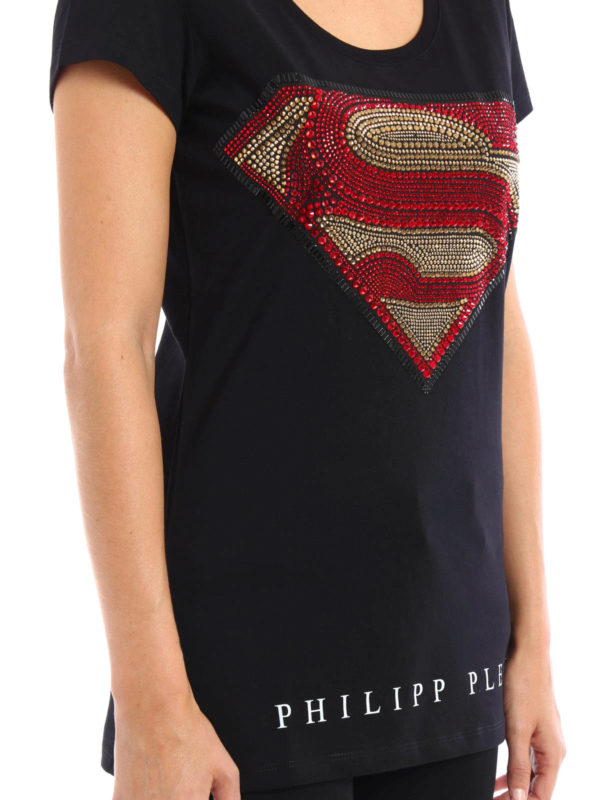 af hebben Duplicaat Toeval T-shirts Philipp Plein - Extra Superman rhinestone logo Tee - CW34408202