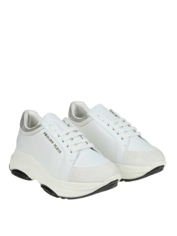 white embellished trainers