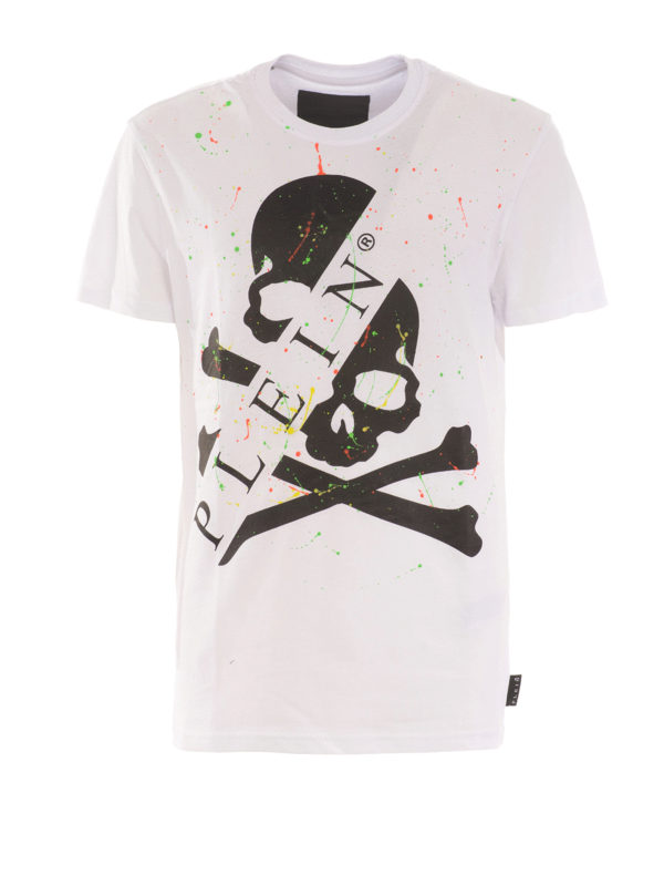 Philipp Plein - Paint spot Skull logo T-shirt - t-shirts ...