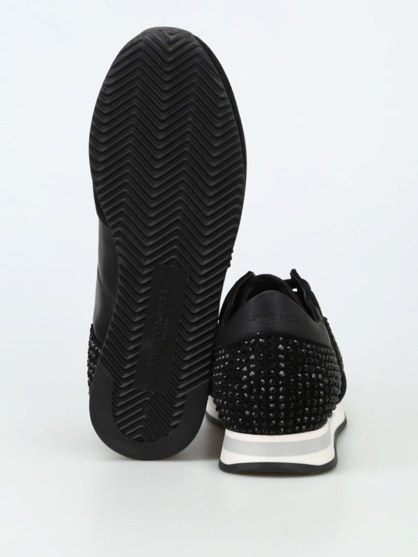 black sneakers with rhinestones