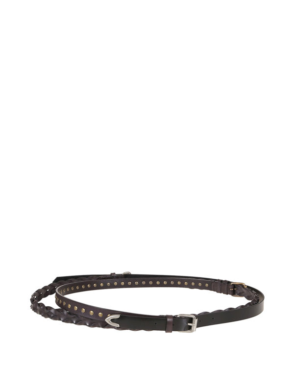 Philosophy di Lorenzo Serafini: belts online - Studded leather triple belt