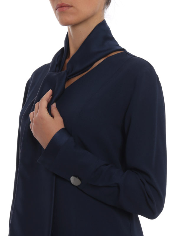 Talloos Hoe dan ook Consumeren Blouses Piazza Sempione - Maxi self tie blue crepe de chine blouse -  PC080M0T92370571