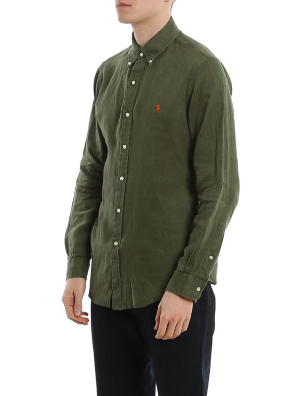 green polo button up