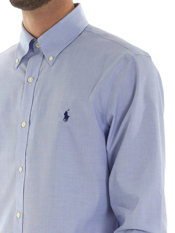 light blue polo button down