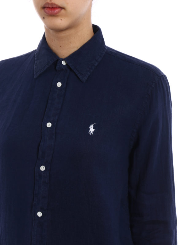 ralph lauren navy linen shirt